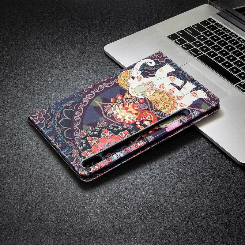 Flip Cover Samsung Galaxy Tab S7 / Tab S8 Elefanttryksmønster