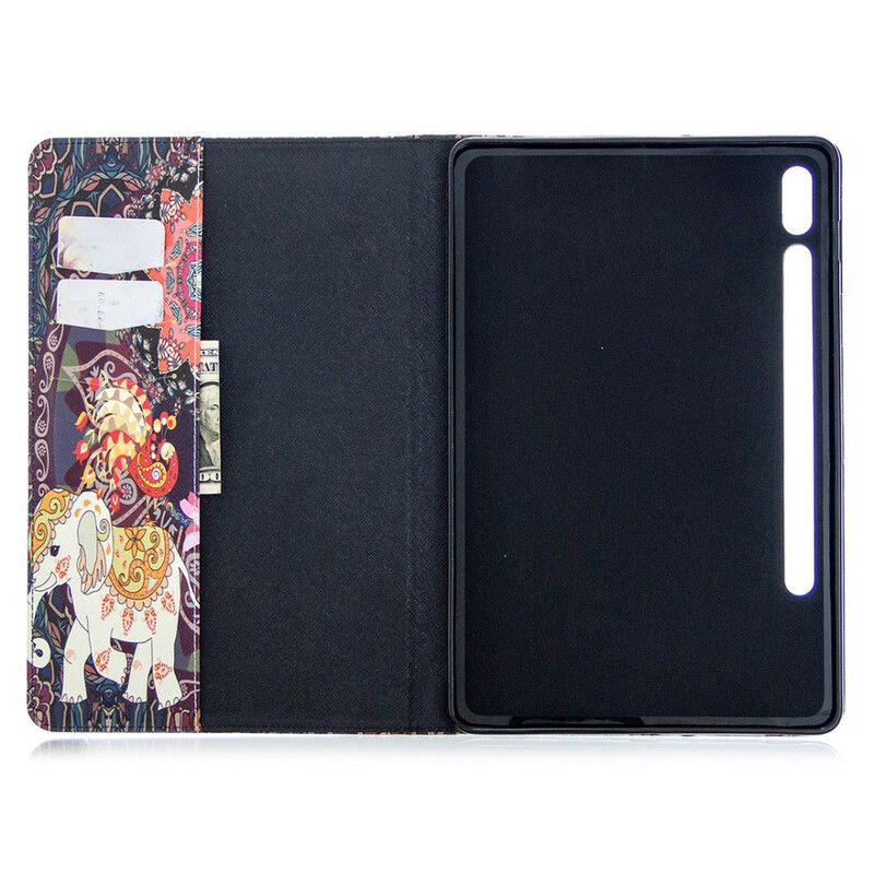 Flip Cover Samsung Galaxy Tab S7 / Tab S8 Elefanttryksmønster