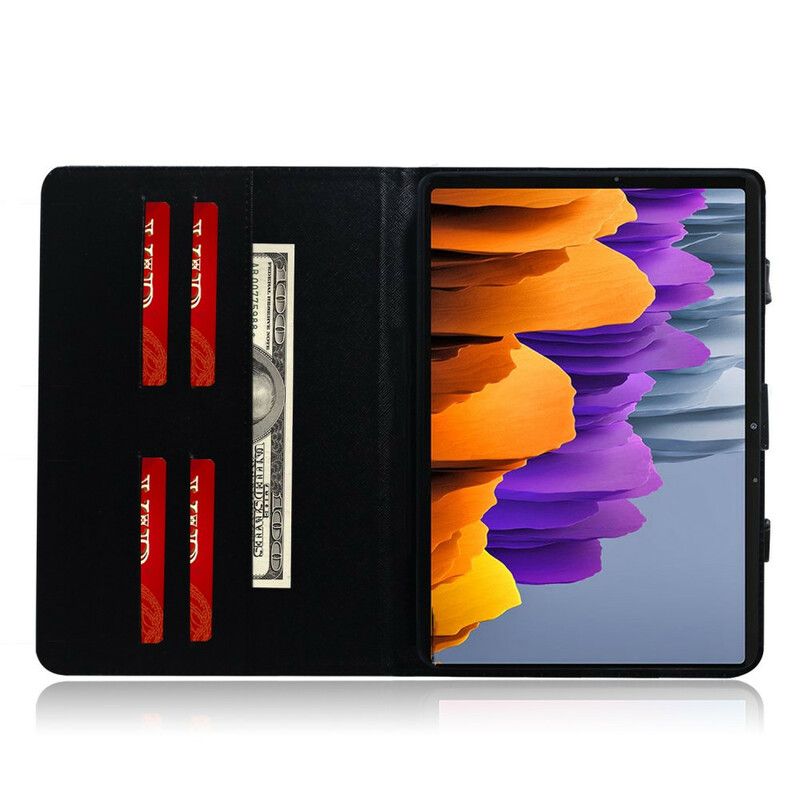 Læder Cover Samsung Galaxy Tab S7 / Tab S8 Katteøjne Med Håndtag
