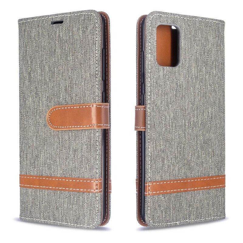 Flip Cover Samsung Galaxy A51 Med Snor Stof- Og Lædereffektrem