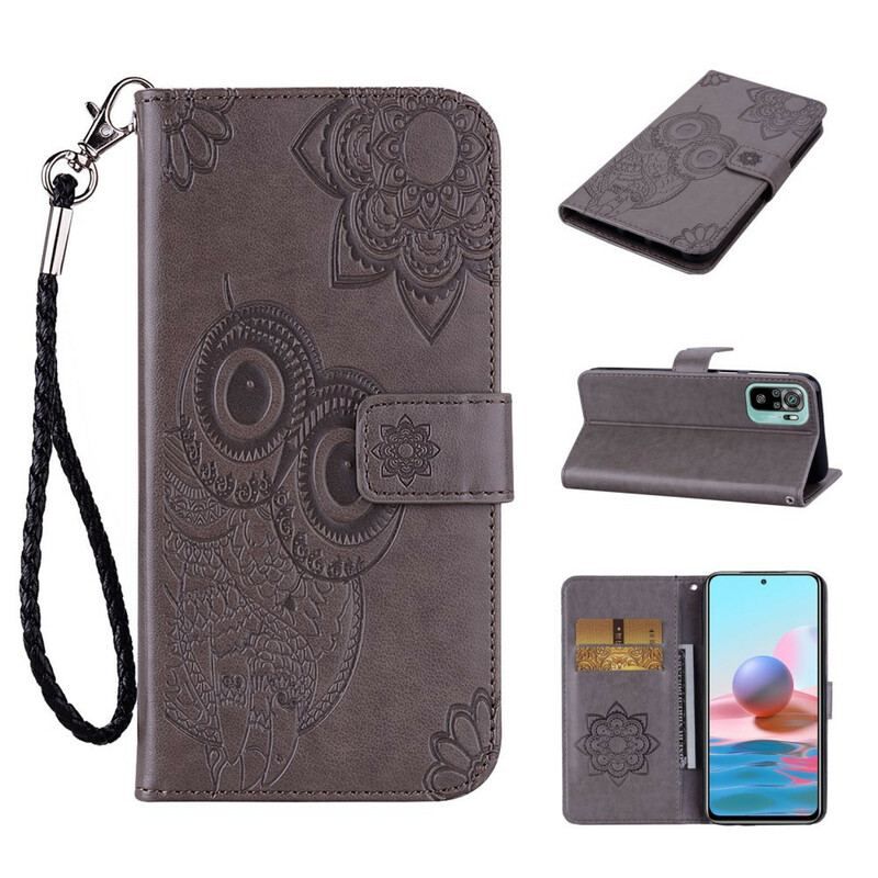 Flip Cover Poco M5s Ugle Mandala Og Lanyard