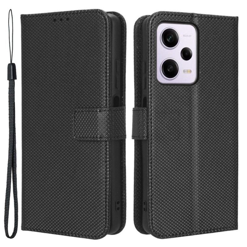 Flip Cover Poco X5 Pro 5G Med Snor Stilfuldt Strappy Imiteret Læder