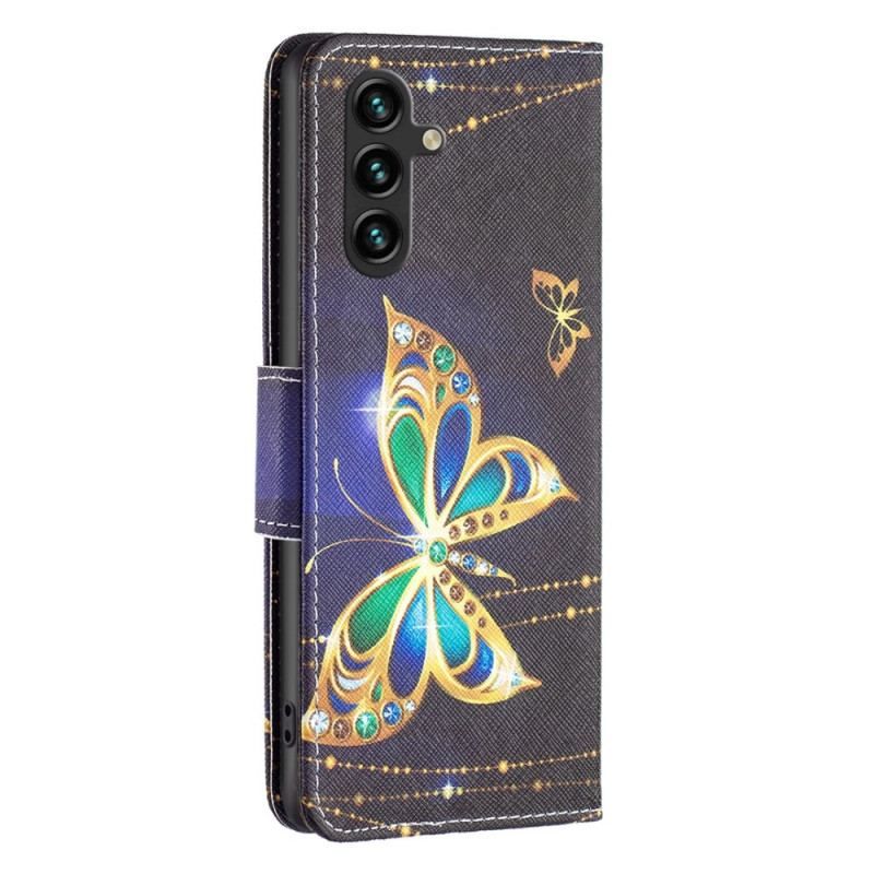 Flip Cover Samsung Galaxy A14 / A14 5G Kongelig Sommerfugl