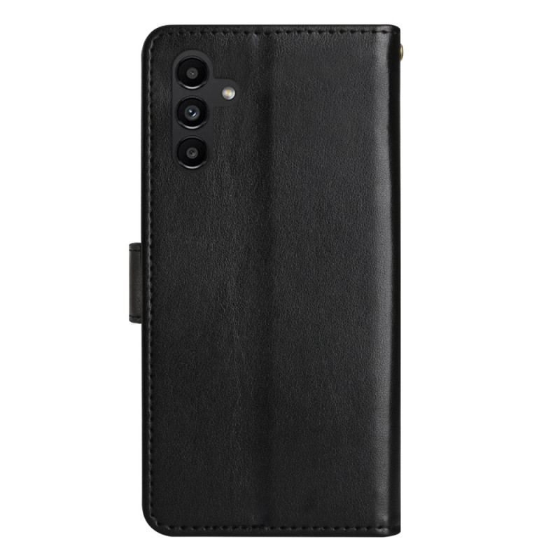 Flip Cover Samsung Galaxy A54 5G Med Snor Blomster Og Sommerfugle Med Rem