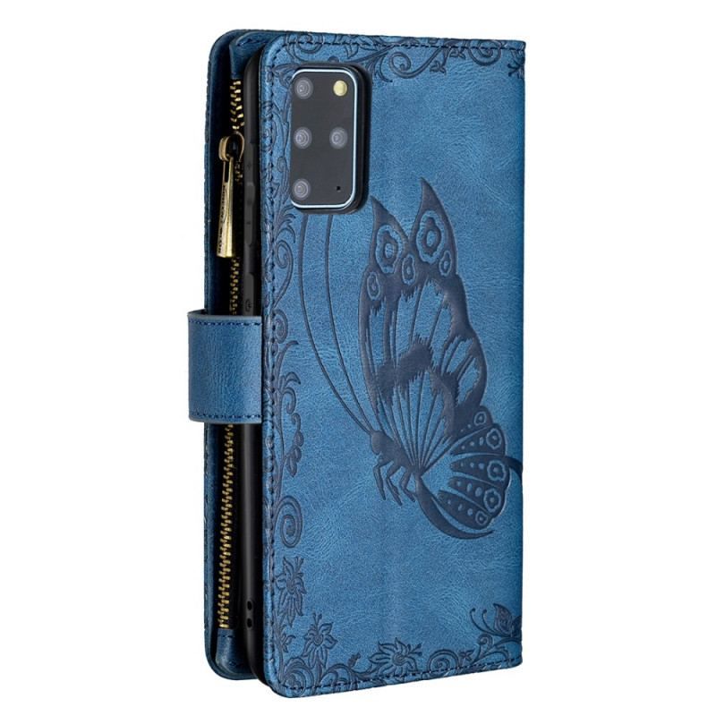 Flip Cover Samsung Galaxy S20 Plus / S20 Plus 5G Sommerfuglelomme Med Lynlås