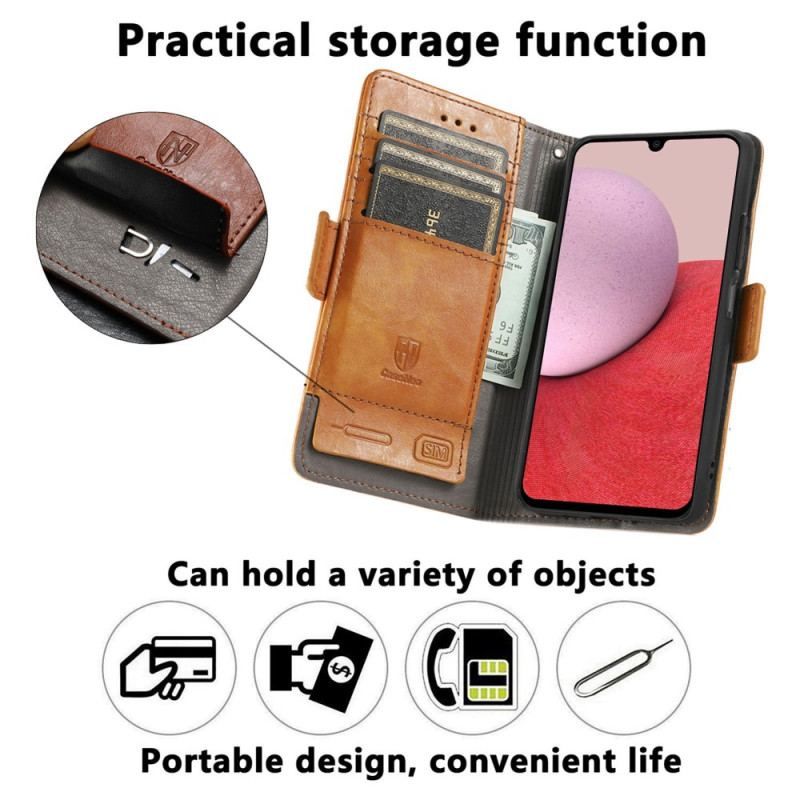 Læder Cover Samsung Galaxy A14 / A14 5G Tofarvet Dobbeltlås