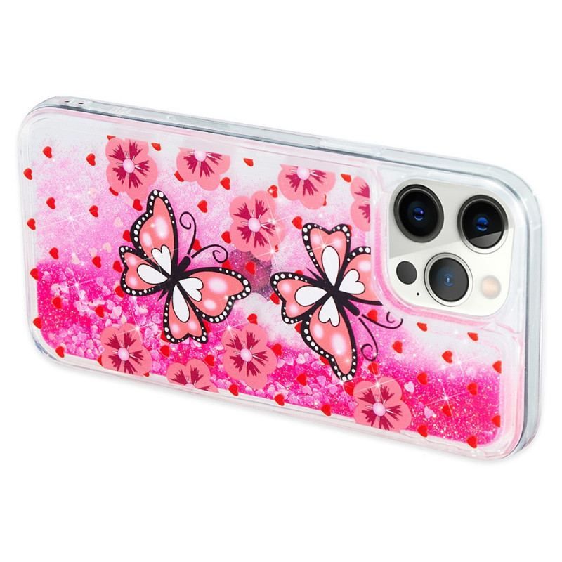 Mobilcover iPhone 15 Pro Sommerfugle Glitter