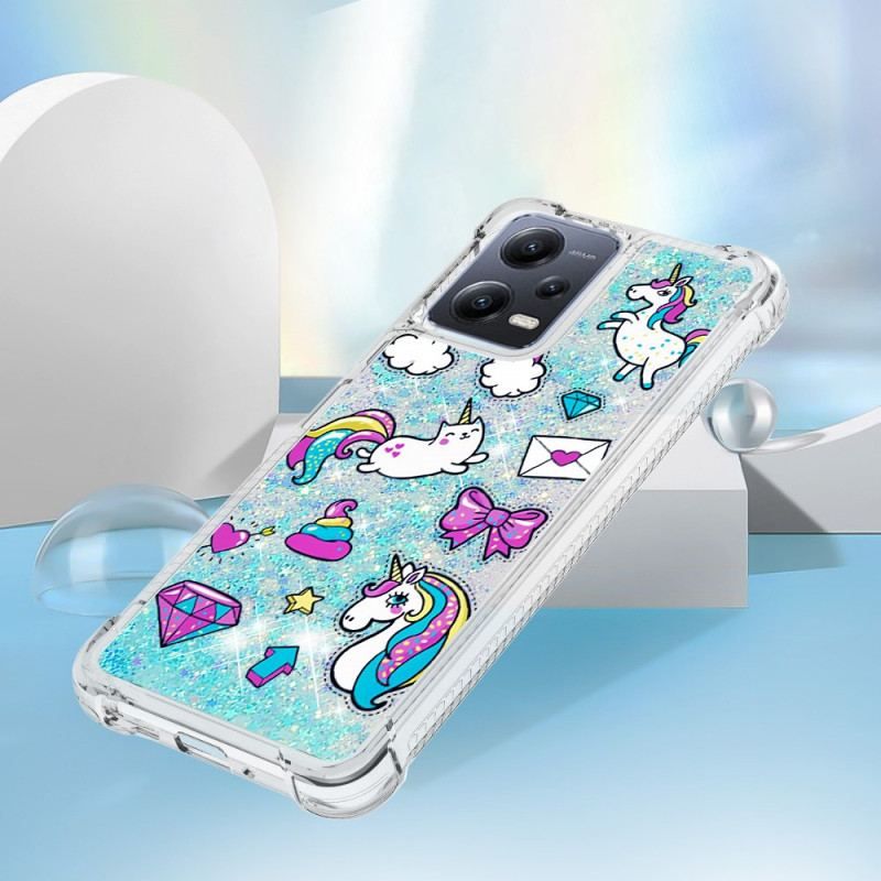Mobilcover Xiaomi Redmi Note 12 5G Glitter Enhjørninger